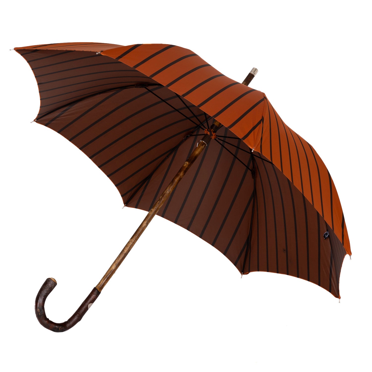 Limited Edition: Francesco Maglia x MJ: Striped Umbrella "The Solid Stick MJ Edition" with Chestnut Wood Handle